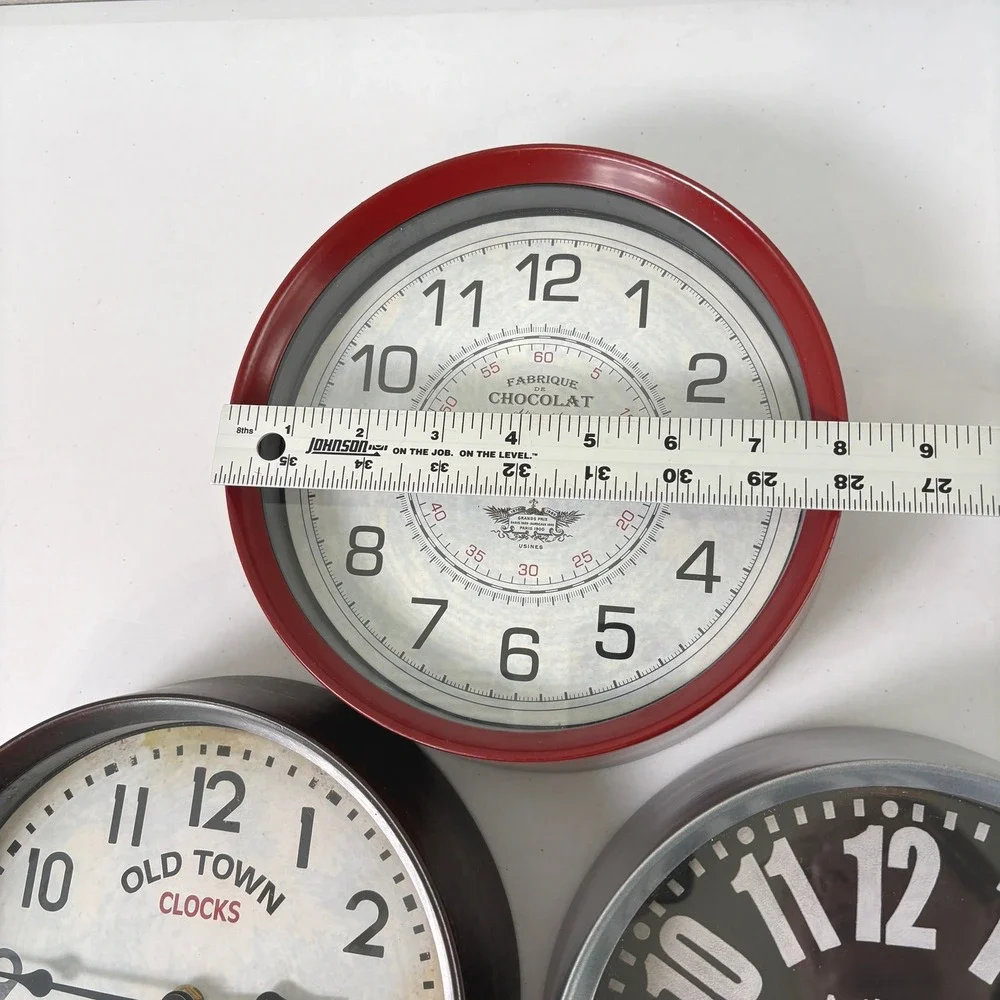 Wall Clock Set of 3 Vintage Style Paris Chocolate Decor Farmhouse Rustic